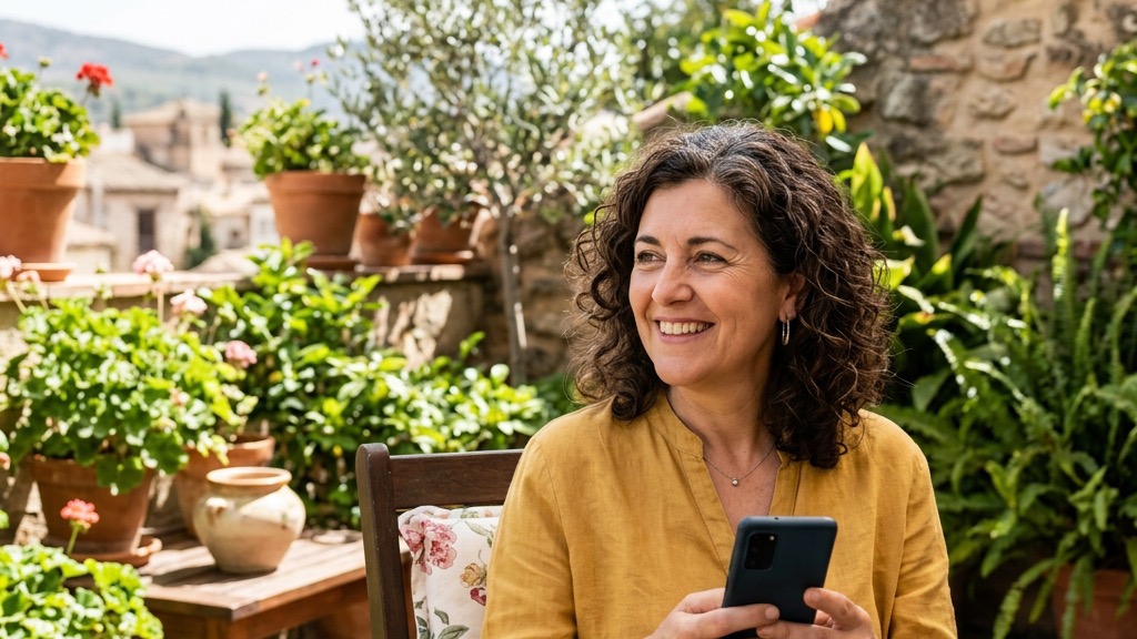 Mujer en la terraza